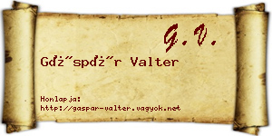 Gáspár Valter névjegykártya